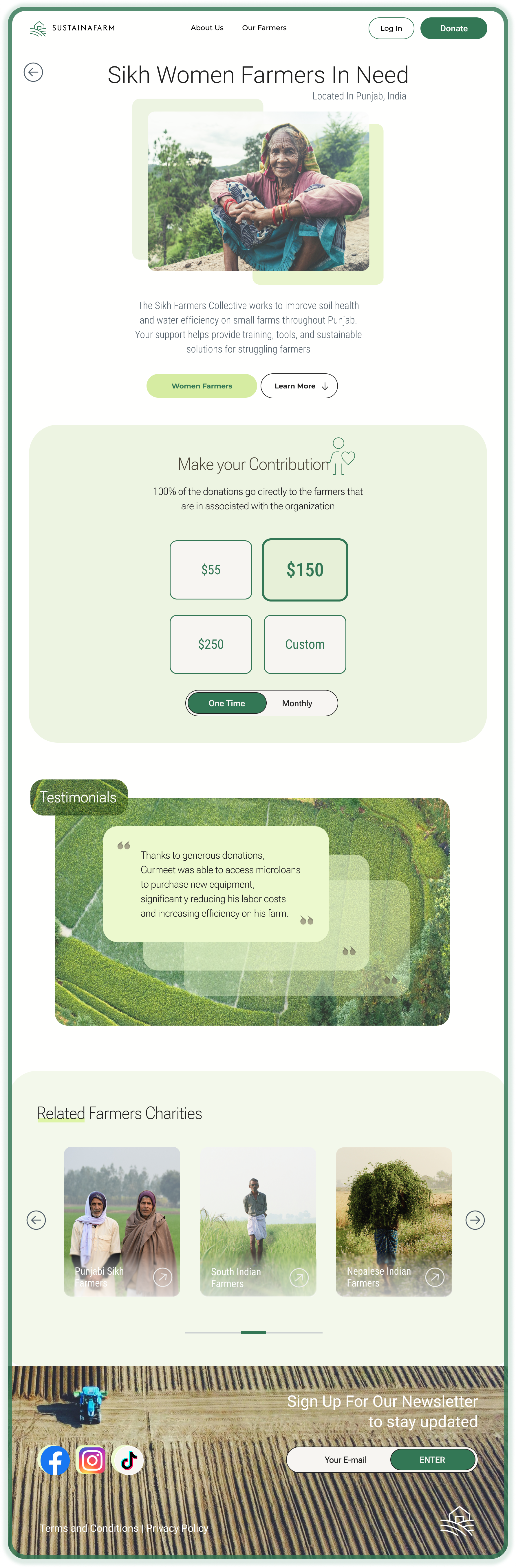 SustainaFarm High Fidelity Donate Page
