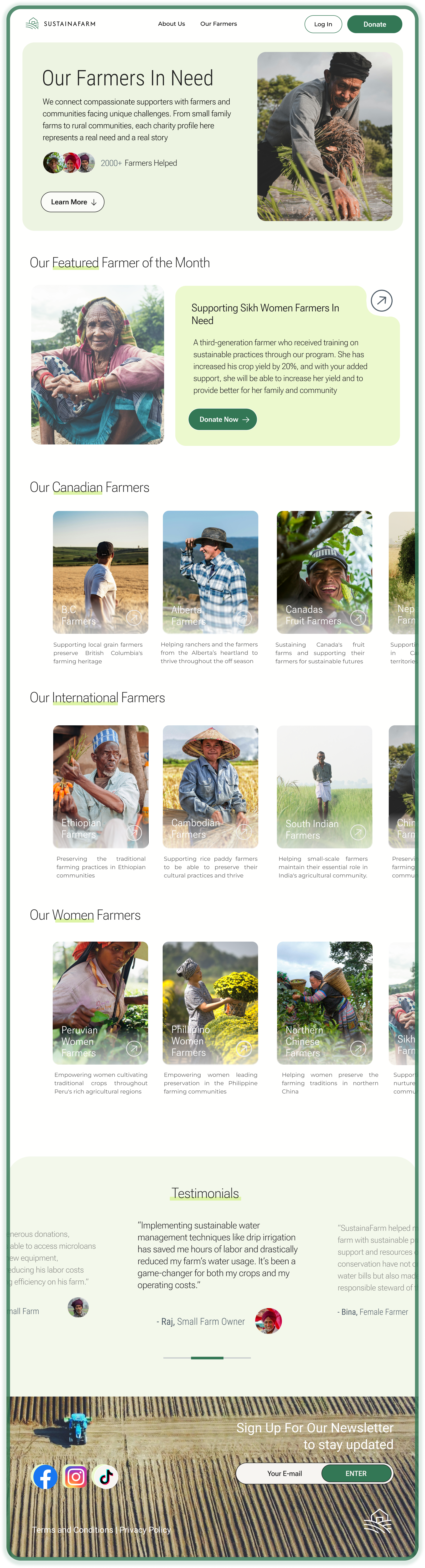 SustainaFarm High Fidelity Farmers Page